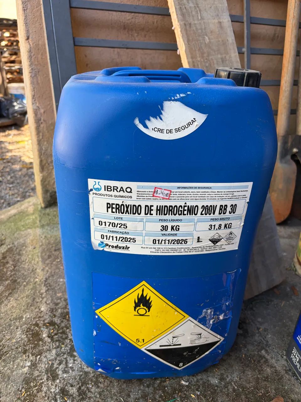 30 kg de Peróxido de Hidrogênio 200V (50%) marca IBRAQ