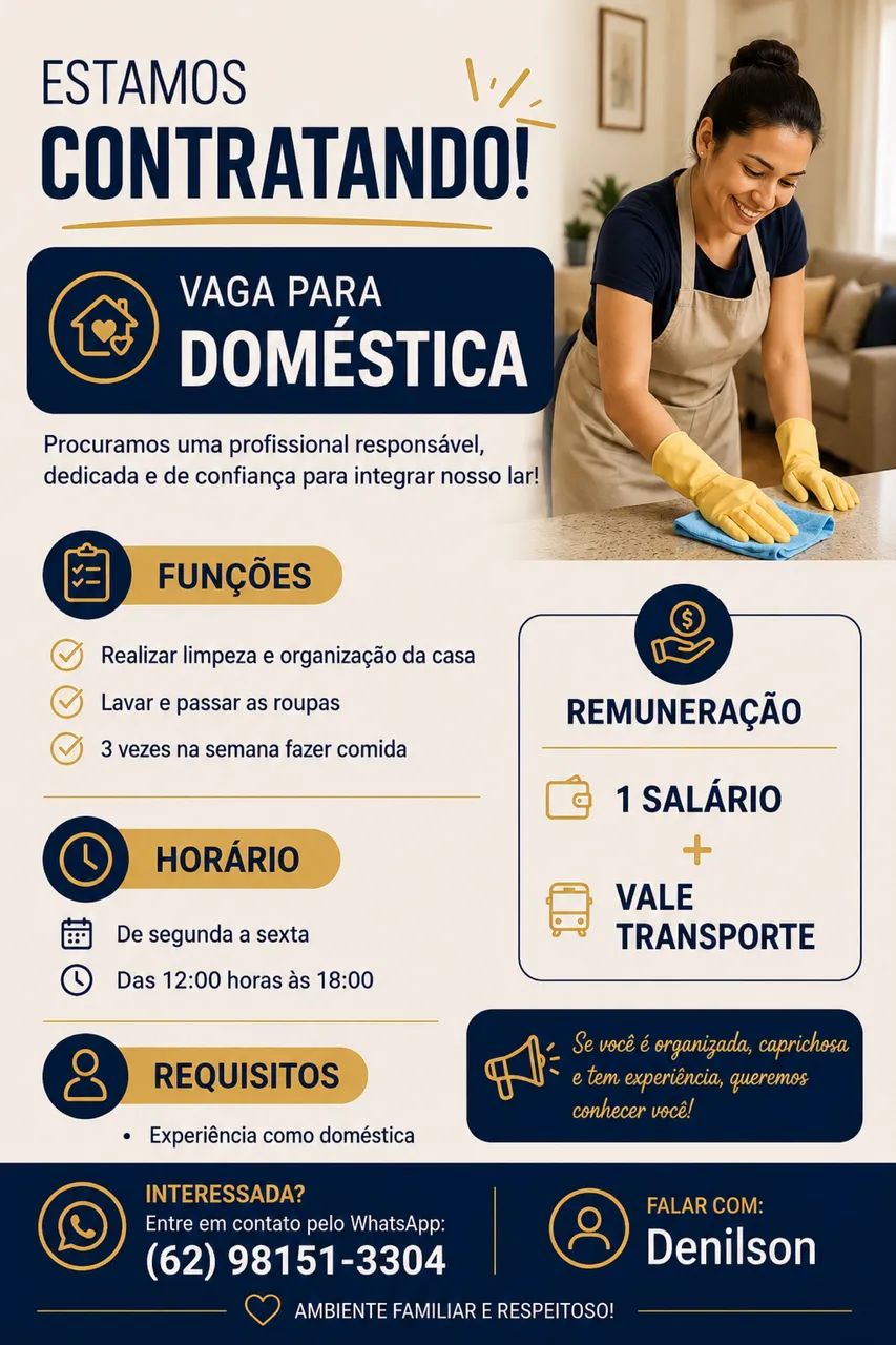 Vaga para Empregada doméstica 