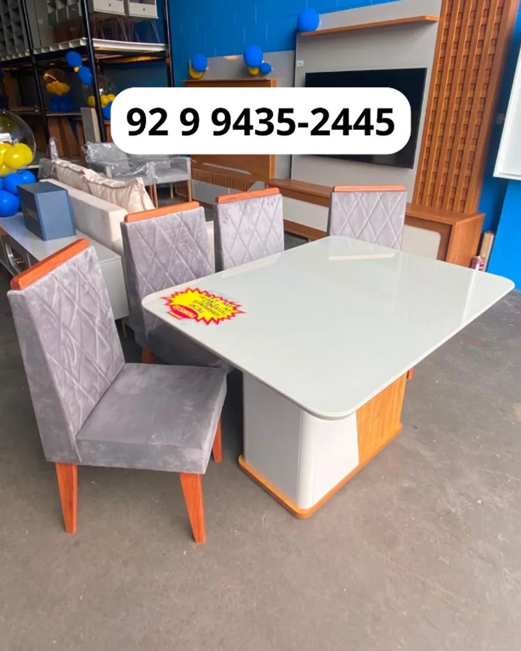 Mesa de Jantar 4 Lugares com Cadeiras Estofadas - R$ 1.799 - Foto 2