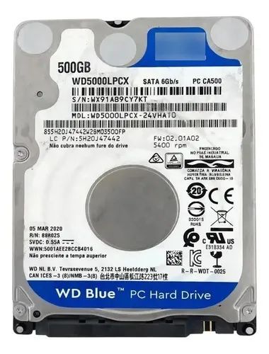 HD WD Blue 500GB SATA 2.5" Notebook SMART Saudável Testado