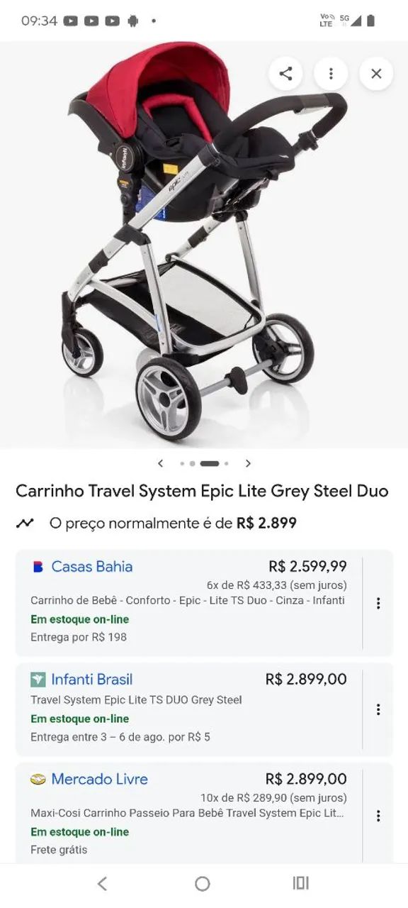 Carrinho de bebe com bebê conforto  - Foto 4