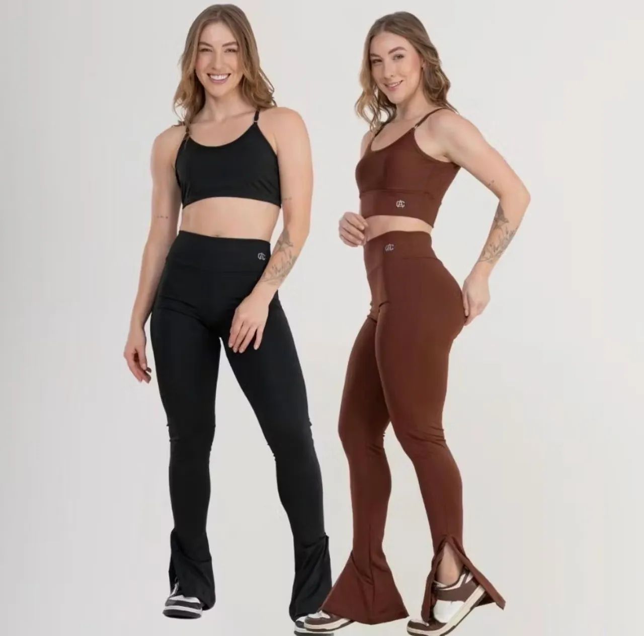 Kit com 2 calças legging flare