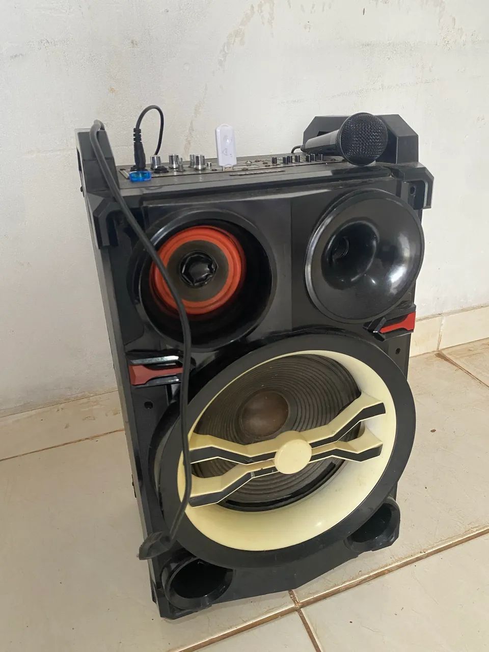 Caixa de Som Mondial Amplificada Grande Original + Microfone | Bluetooth e LED - Foto 2