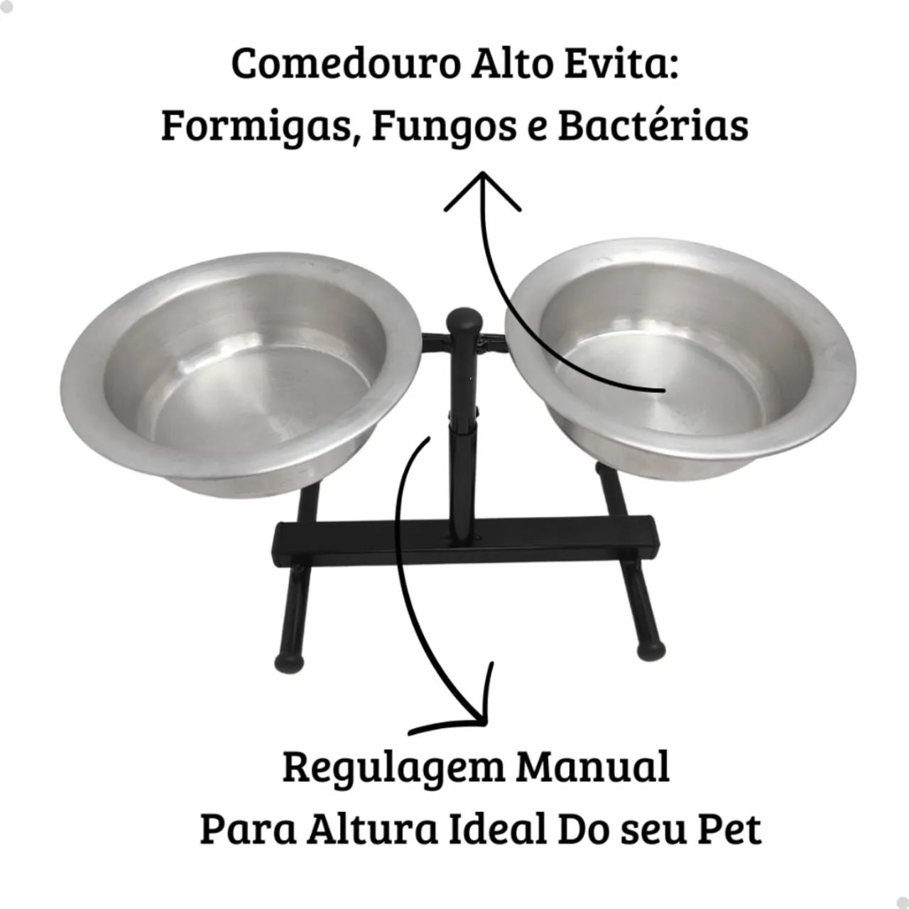 Comedouro Duplo Elevado Ajustável Cachorro 1 Litro - Foto 4