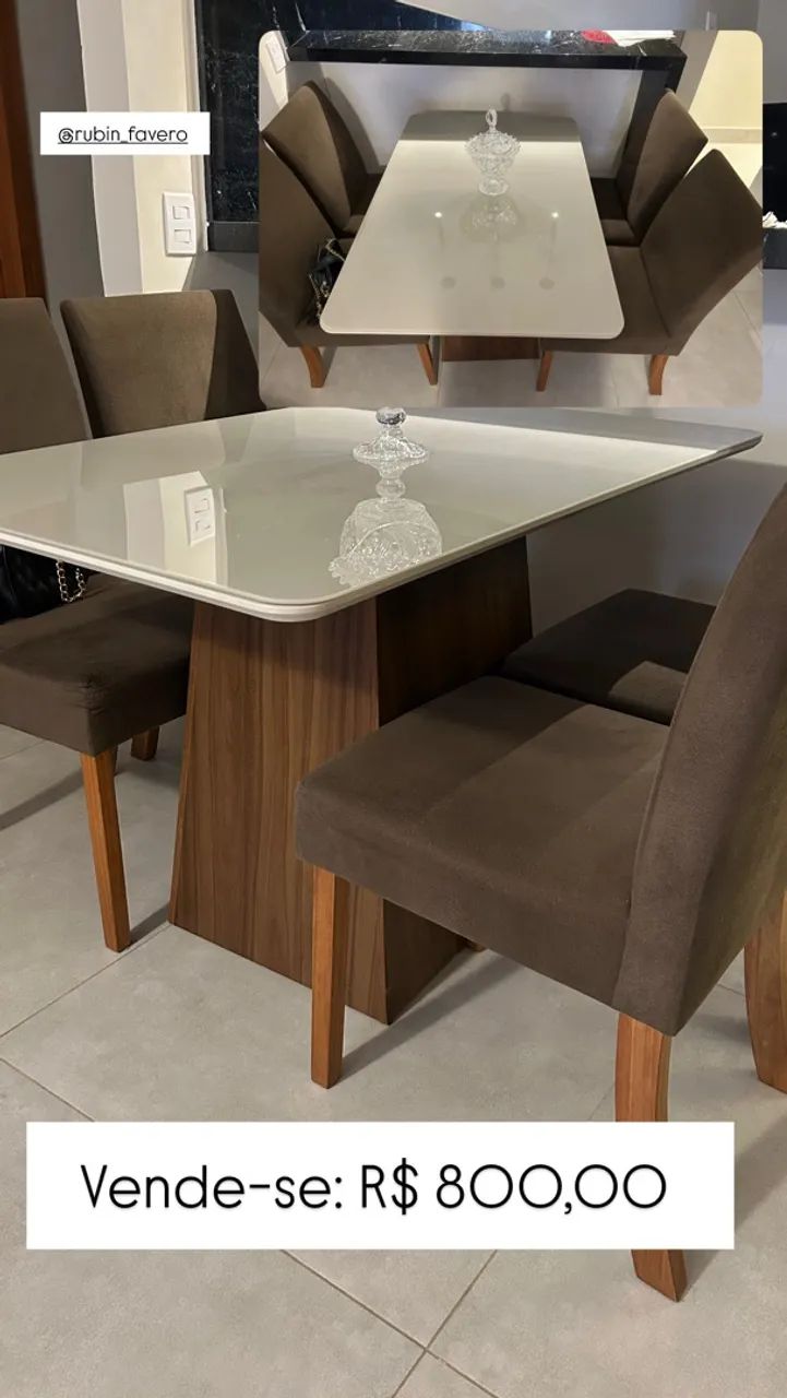 Mesa de jantar + 4 cadeiras estofadas  - Foto 3