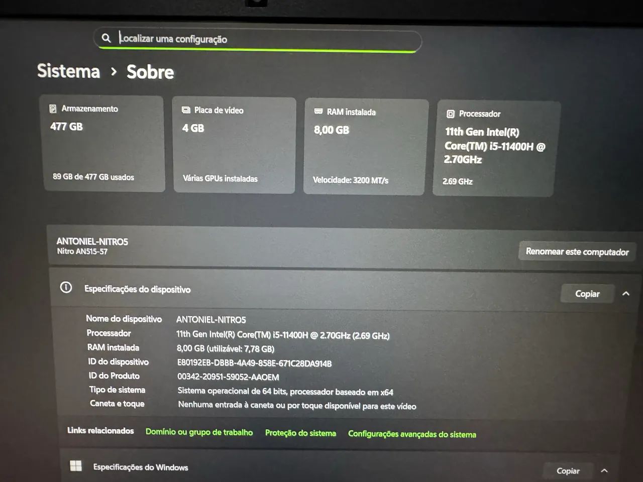 Notebook Acer nitro 5  - Foto 5