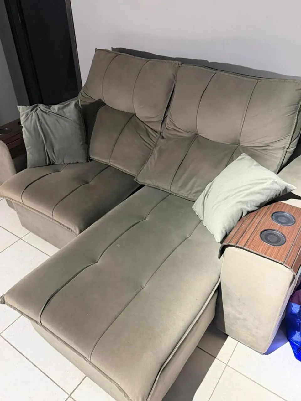Sofá 2 Lugares Cinza Retrátil - Foto 3