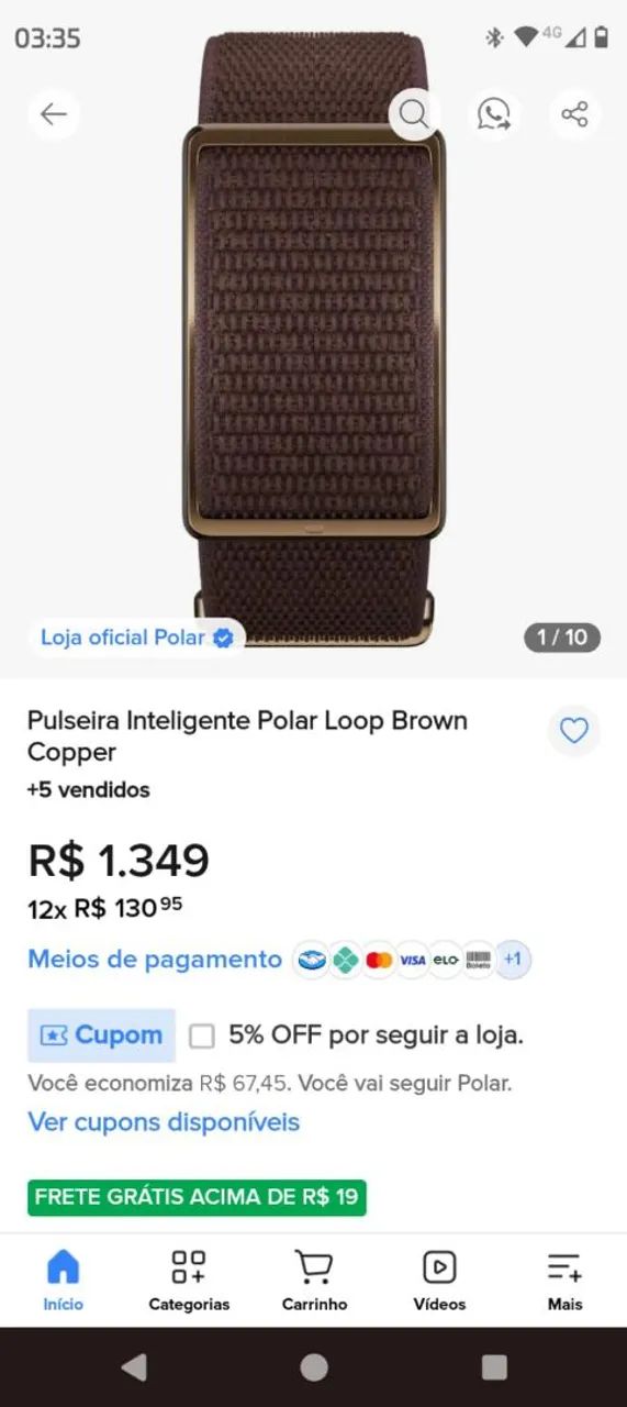 Pulseira inteligente polar loop brown copper  - Foto 5