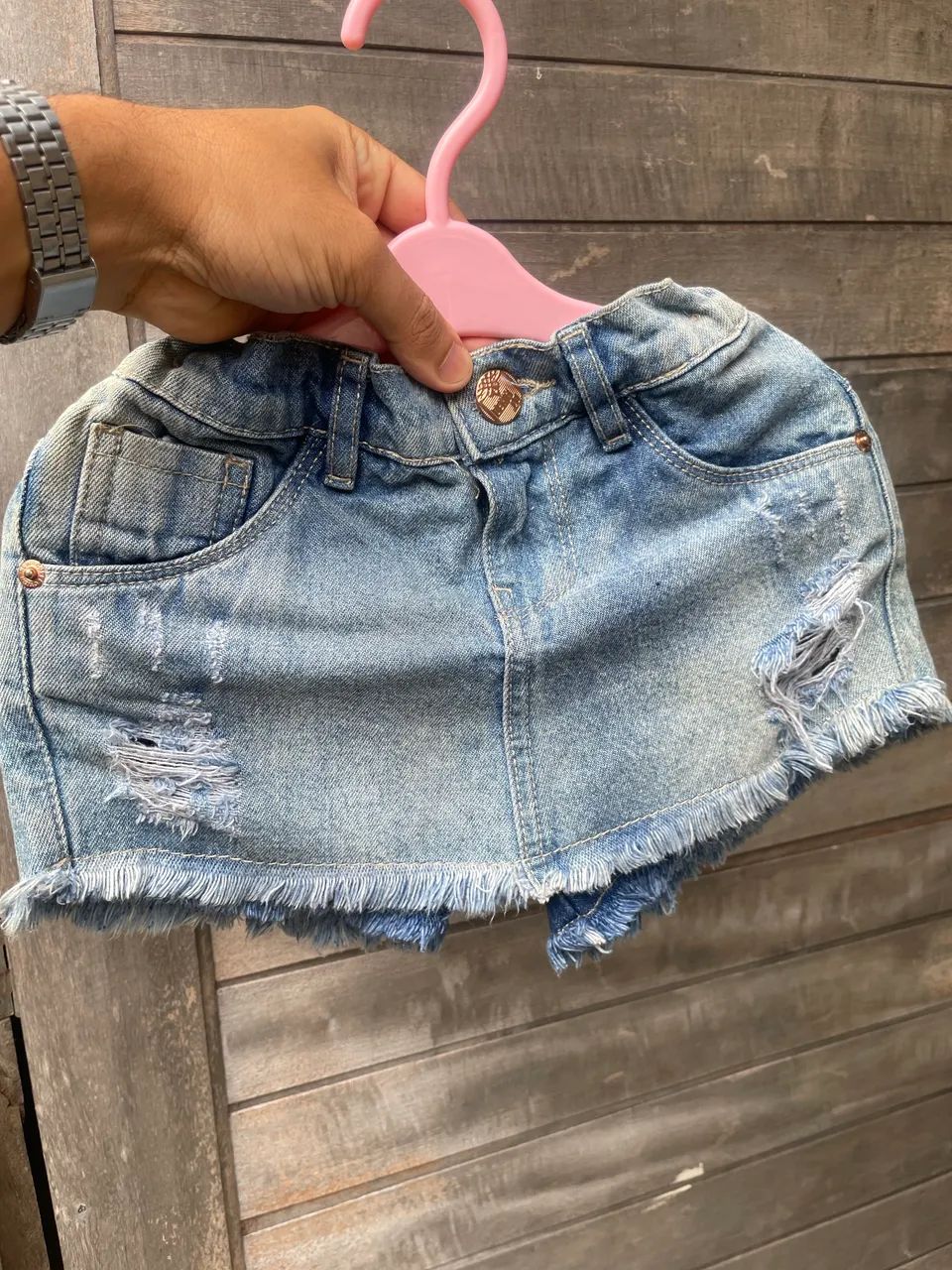 short saia jeans infantil