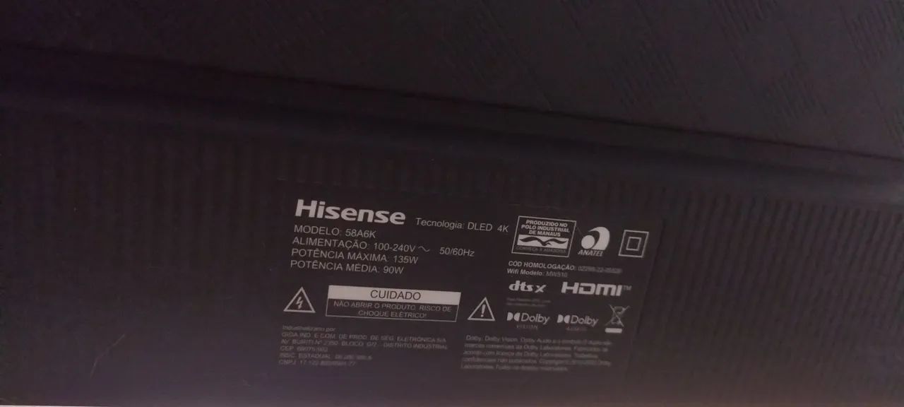 Smart TV Hisense 58" 4K DLED ? Modelo 58A6K - Foto 3