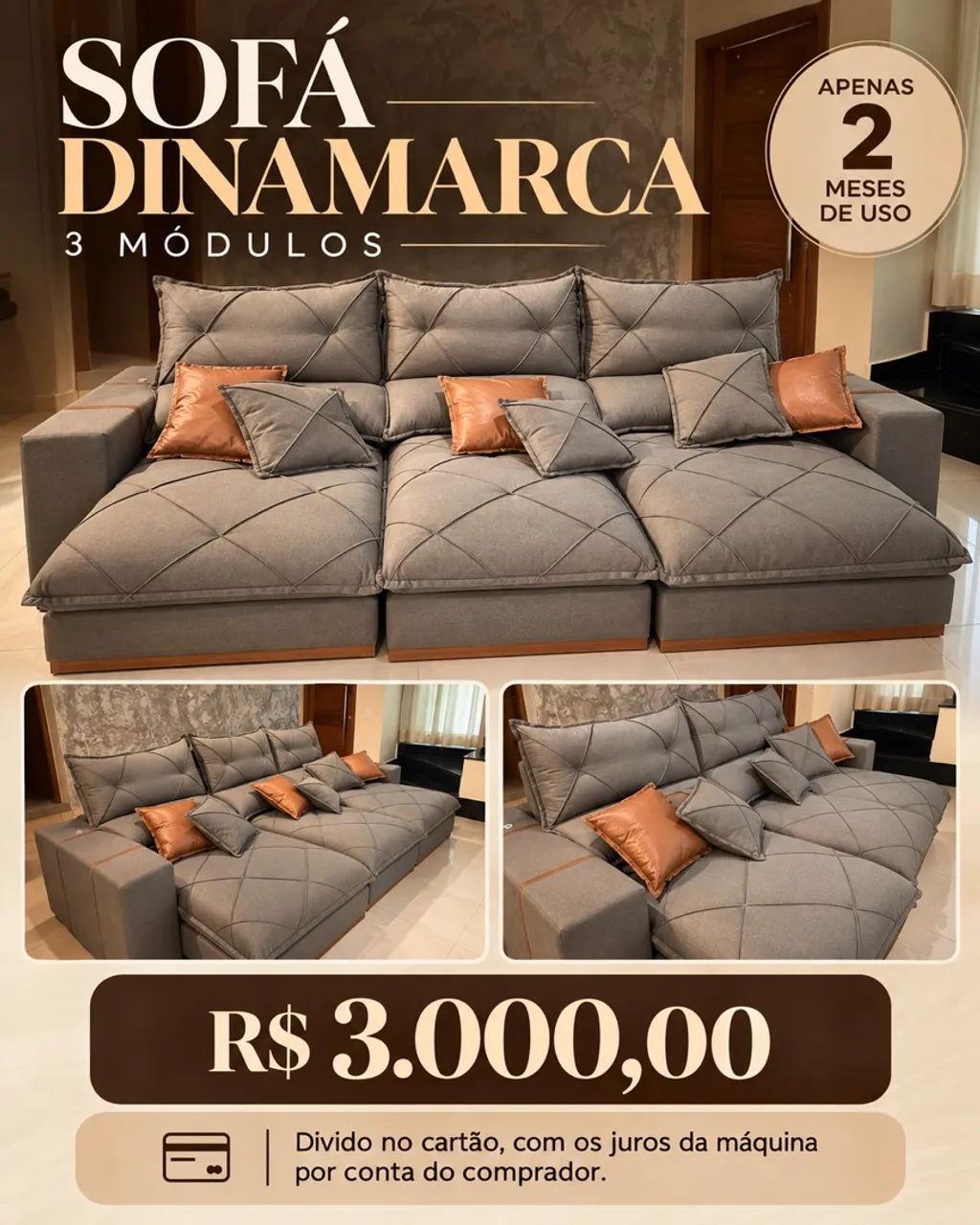 Sofá linho semi novo  - Foto 4