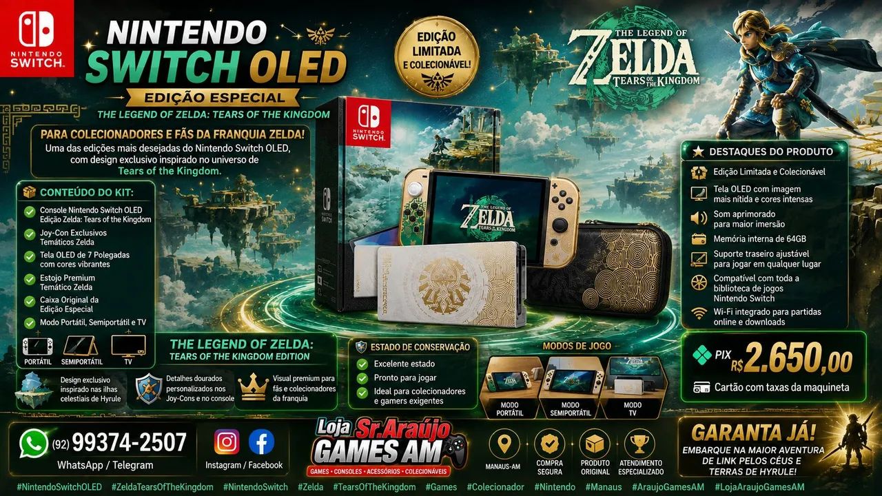 Nintendo Switch OLED Edição Zelda