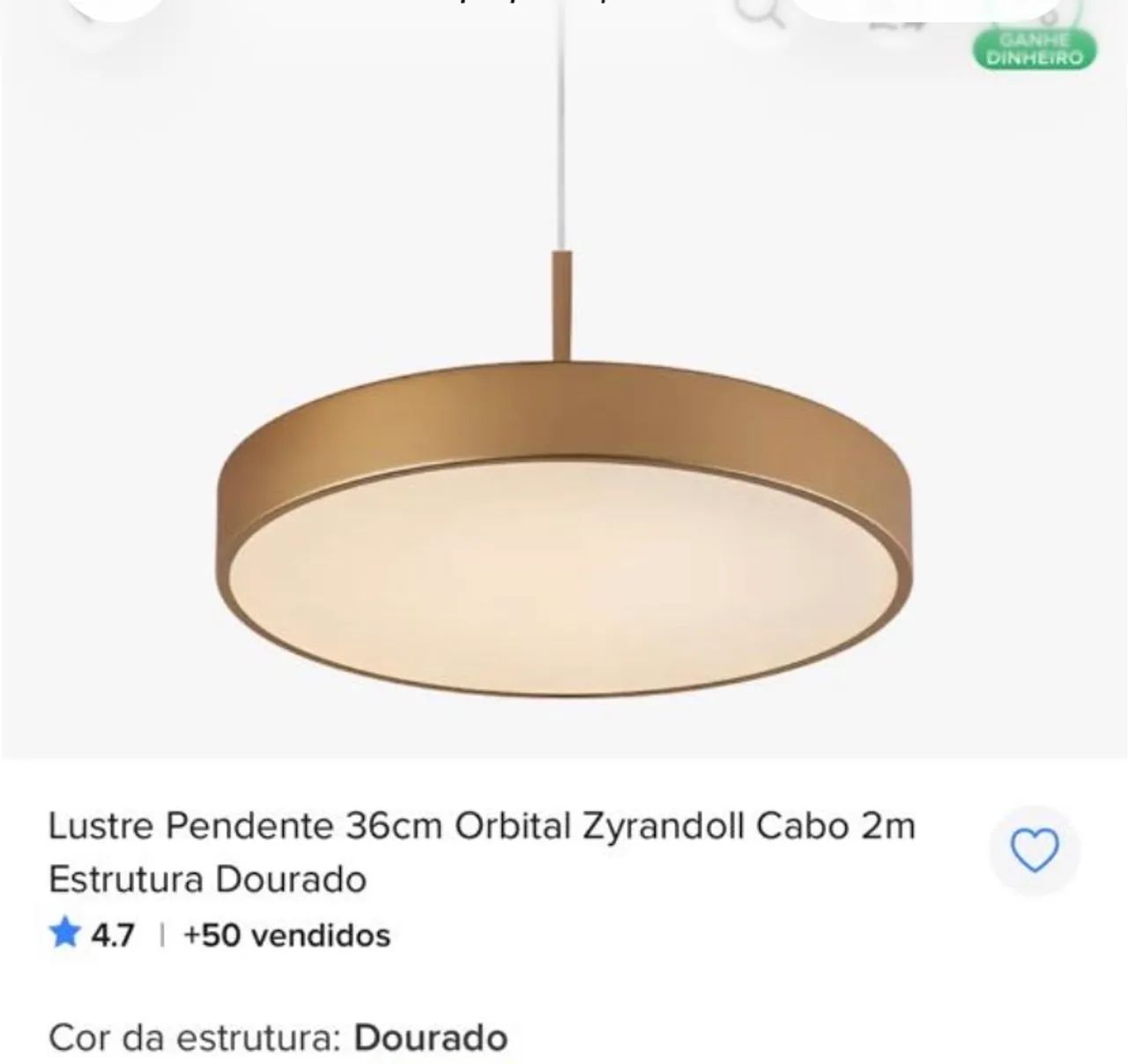 Lustre de teto para mesa dourado