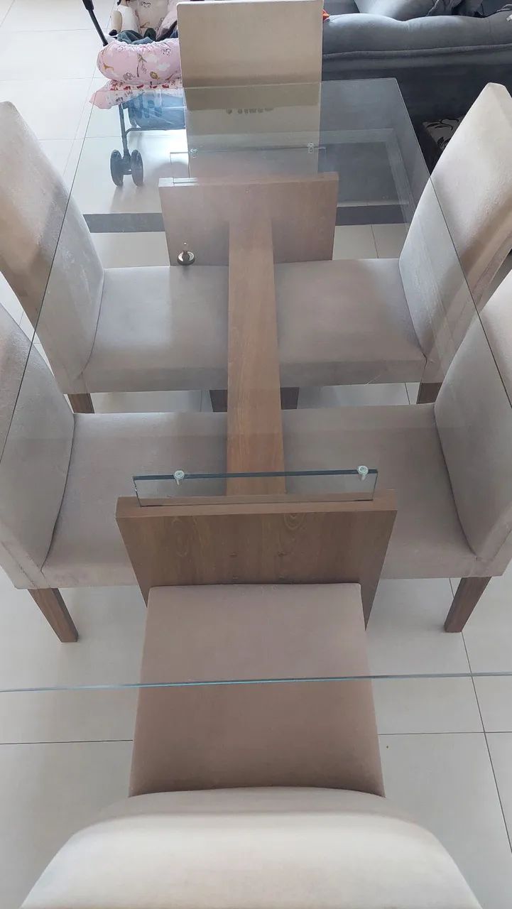 Mesa de vidro 6 cadeiras - Foto 4