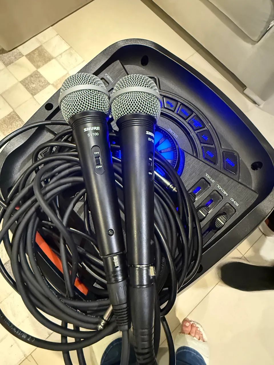 Caixa de Som Amplificada SUMAY com LED + 2 Microfones Shure - Foto 5