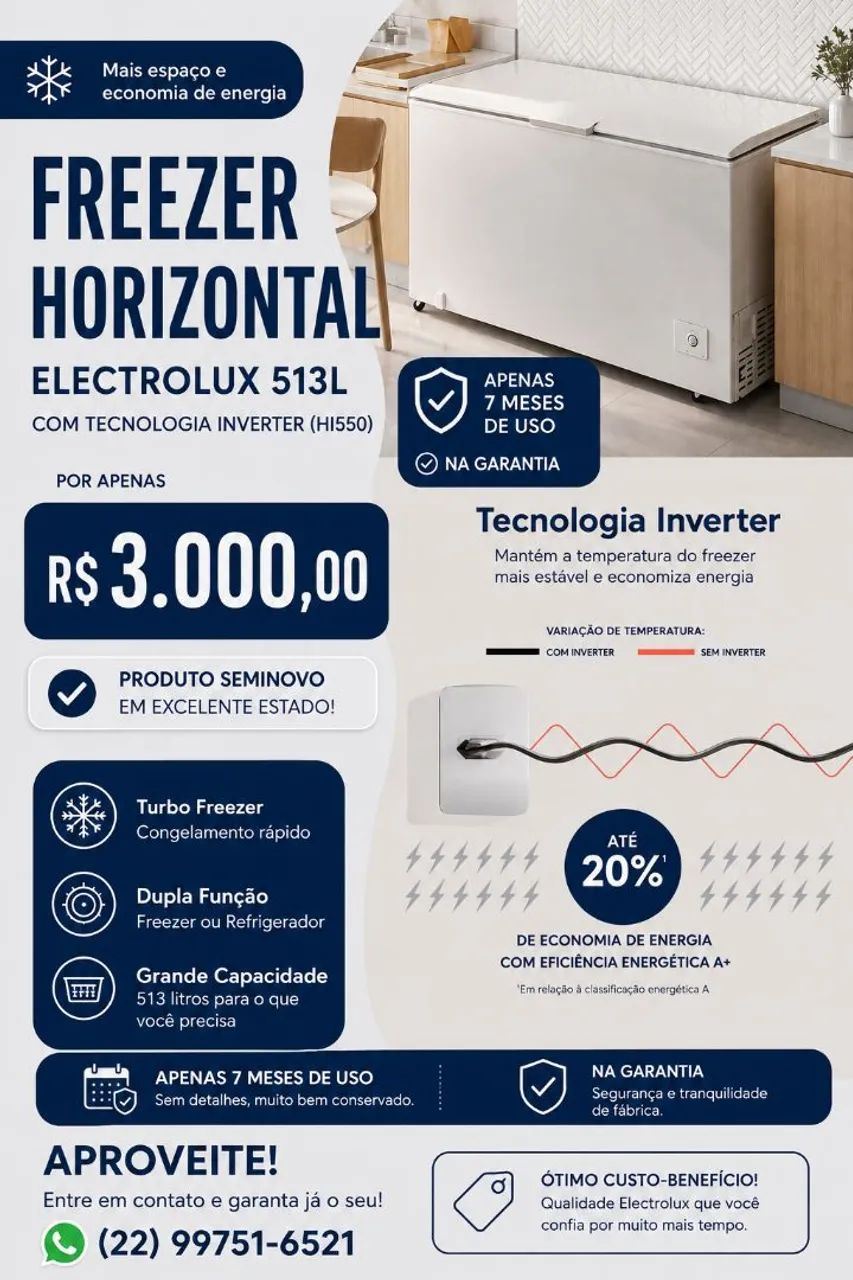 FREEZER HORIZONTAL ELETROLUX 513L