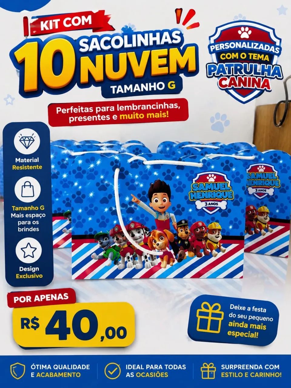 Sacolinha Personalizada feito sobre encomenda 