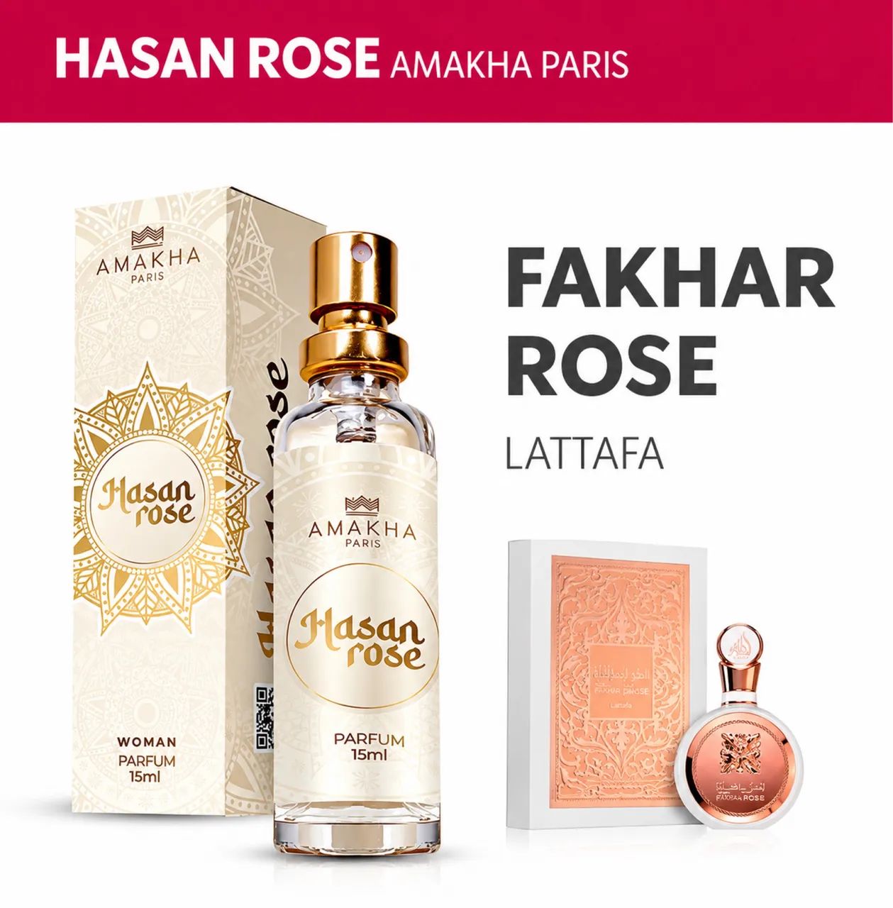 Perfume Importado Hasan Fakhar Rose 15ml Amakha Paris