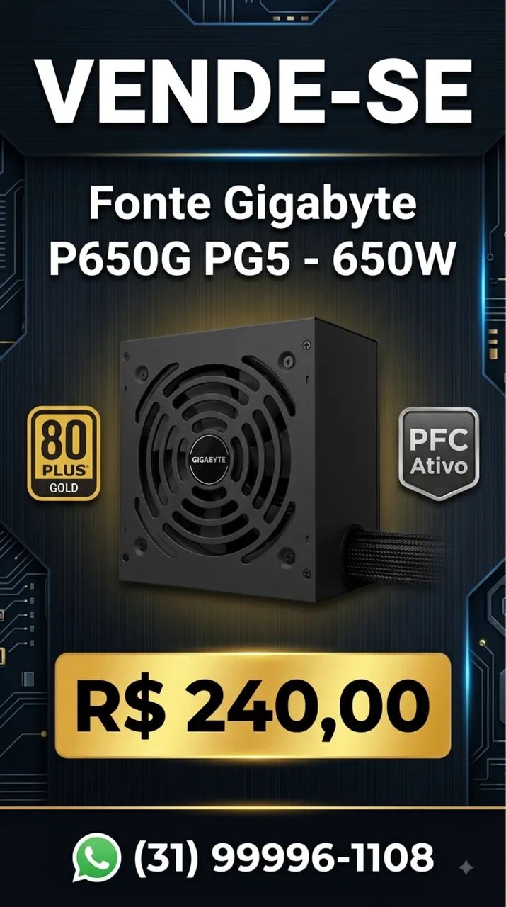 Fonte Gigabyte P650G PG5 650W - Foto 3