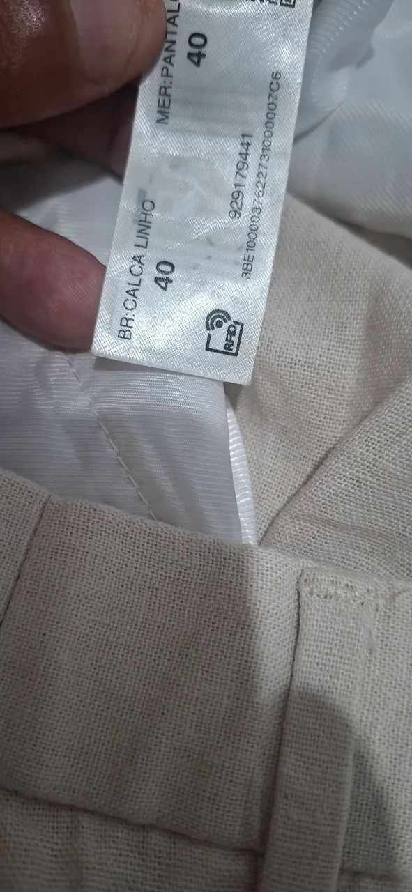 Calça bege em viscolinho - Foto 3