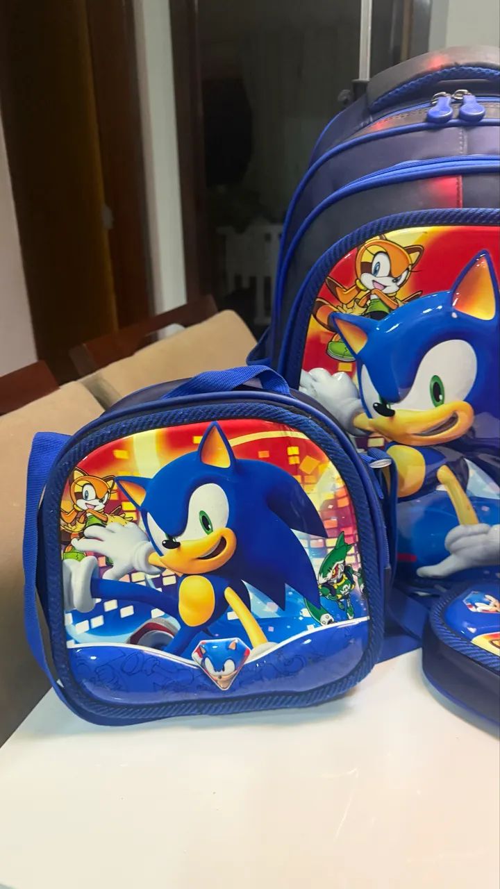 Kit de bolsa escolar do Sonic - imagem alto relevo - Foto 5