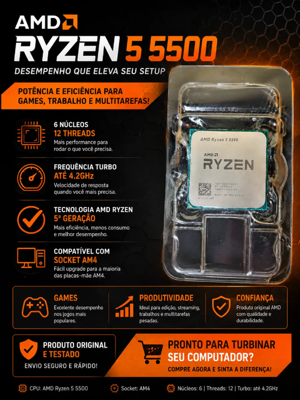 RYZEN 5 5500 - Processadores - Acreúna 1503070849 | OLX