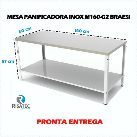 Bancada Mesa Inox Padaria Central Paneleiro M160 Braesi Tampo Inox 160 X 60