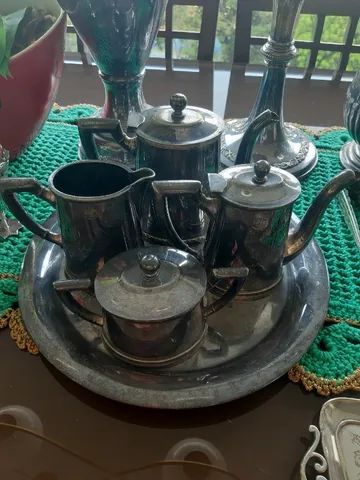 Antigo Jogo Chá Café Em Prata 90