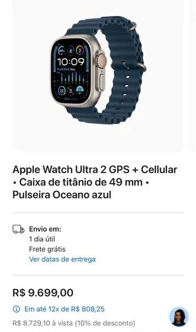 Apple Watch Ultra 2 GPS + Cellular • Caixa de titânio – 49 mm • Pulseira  Oceano azul