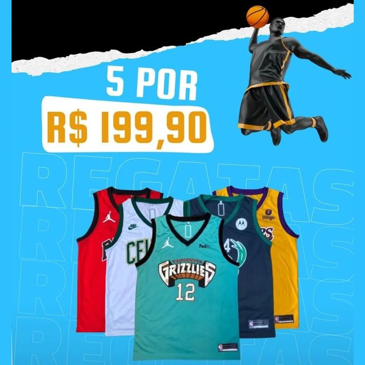 Kit 5 Camisetas NBA