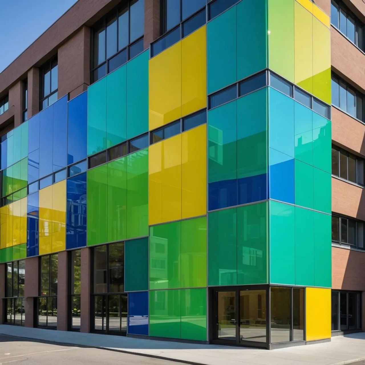 Chapa de ACM 122 x 500 amarelo azul verde