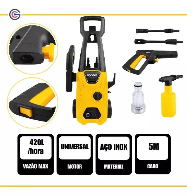 Lavadora Alta Pressão Vonder com Rodas Lav1600 1400W 1.600 lbf/pol² Lacrada com Garantia - Foto 4