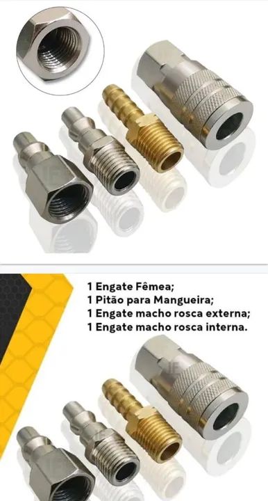 Jogo de engate rápido 4 peças rosca 1/4" Pneumático Stels 