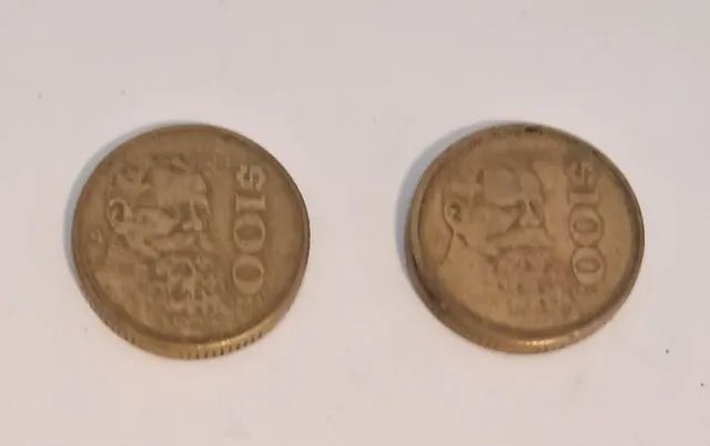 Moeda Antiga de 100 Pesos Mexicanos - 1984 E 1985