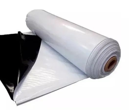 LONA PLASTICA PRETA/BRANCA PARA TANQUE PEIXE COM 200 MICRAS