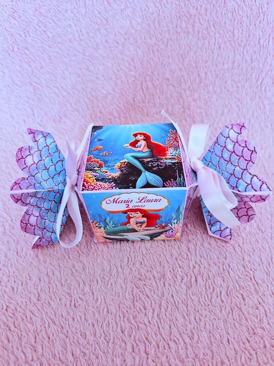 Tubete para lembrancinha de festa pequena sereia, Ariel  - Foto 2
