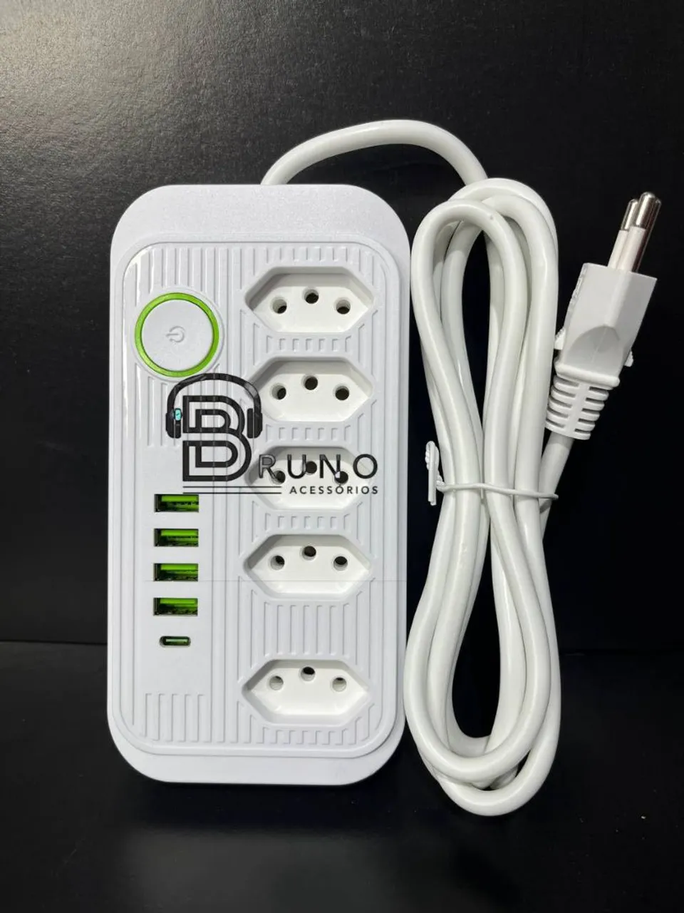 Extensão com Tomadas e Carregadores USB - BRUNO ACESSÓRIOS