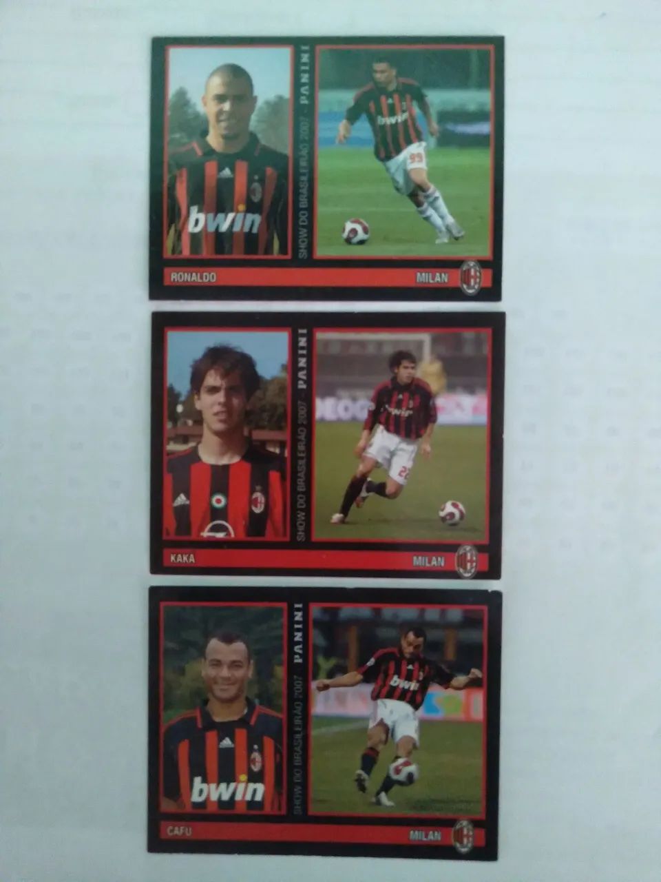 Figurinhas RONALDO, KAKÁ e CAFÚ