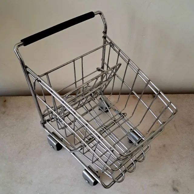 Mini Carrinho de Supermercado em Aço Inox - Foto 2