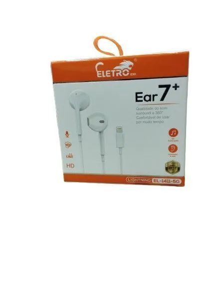 Fone IPhone Ear 7+ Lightning - Qualidade HD e som 360º!