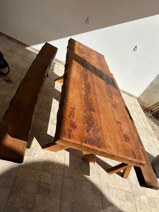 Mesa de madeira rústica para jardim - Foto 4