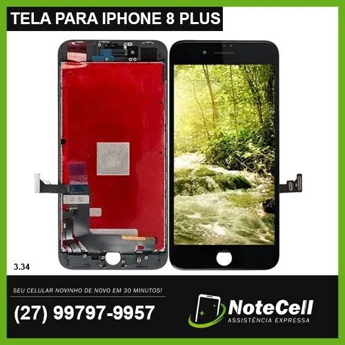 Tela Display Para iPhone 8 Plus Branco 3.34 - Instalação Expressa Em 30 Minutos!