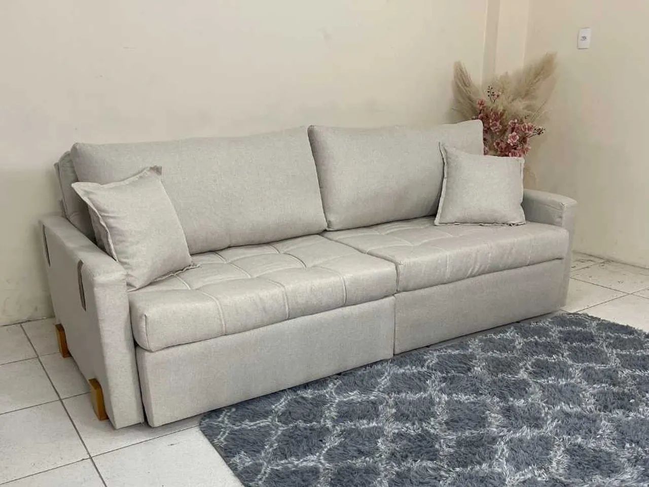 Sofá Cama/Retrátil Chicago 2.20m - Bege Linho - Foto 3