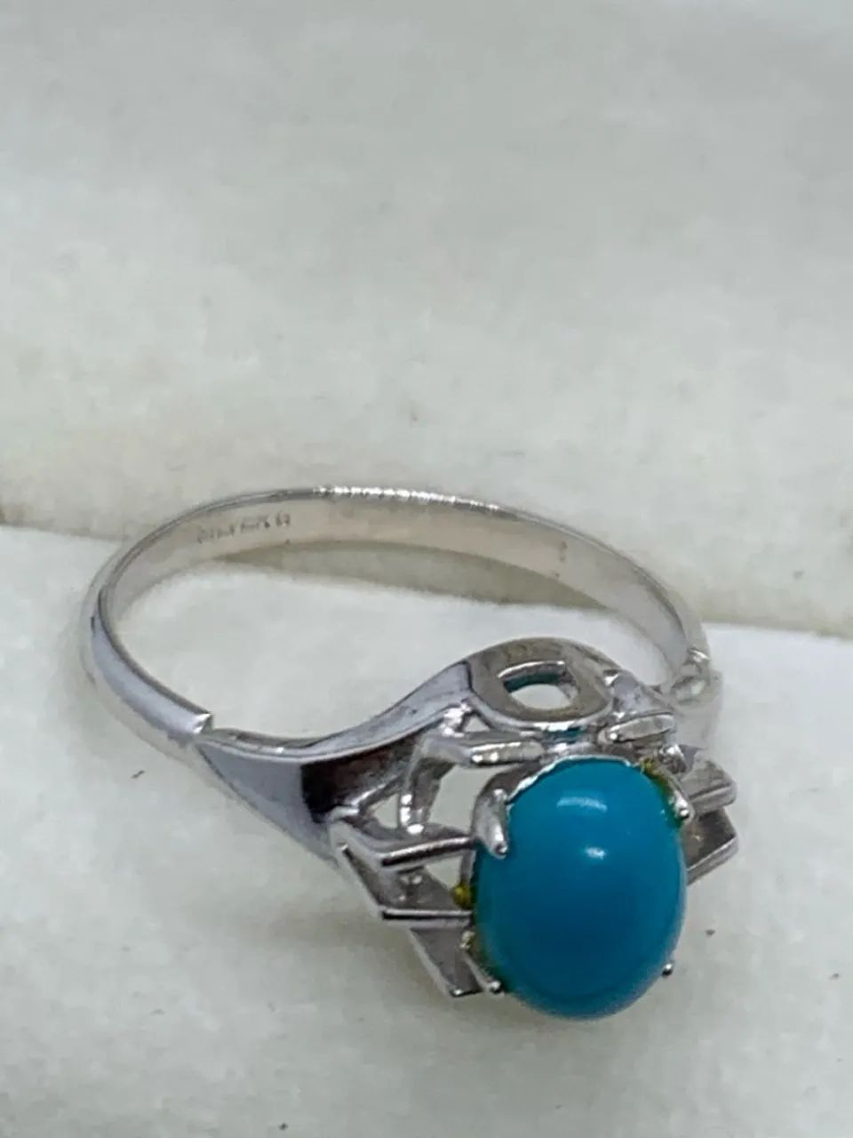 Anel de prata com pedra azul Turquesa Elegante aro 14 - Foto 2