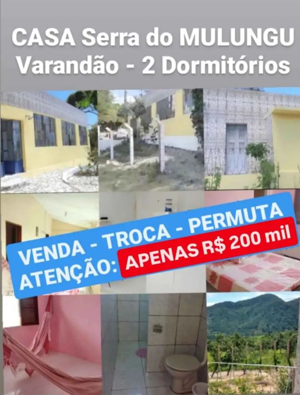 VENDA - TROCA - PERMUTA Casa Serra Mulungú 