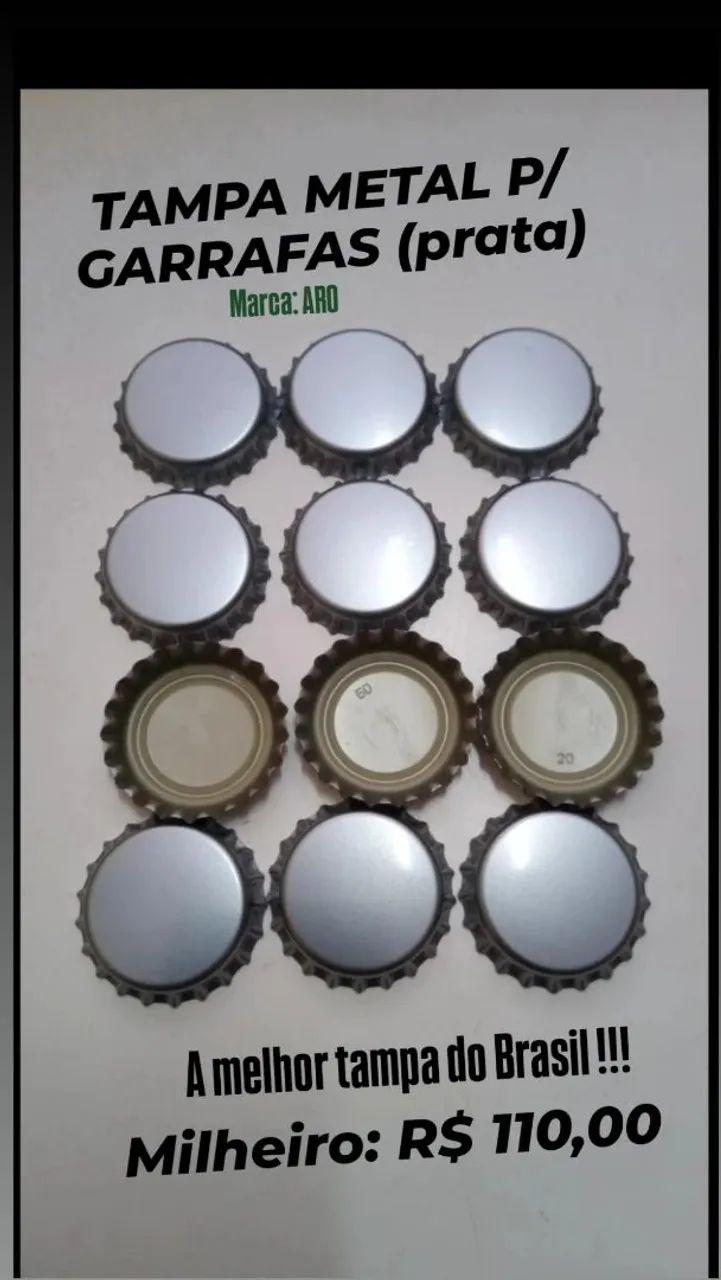 Kit 1000 tampas Metal Garrafas - Lj.Fortaleza