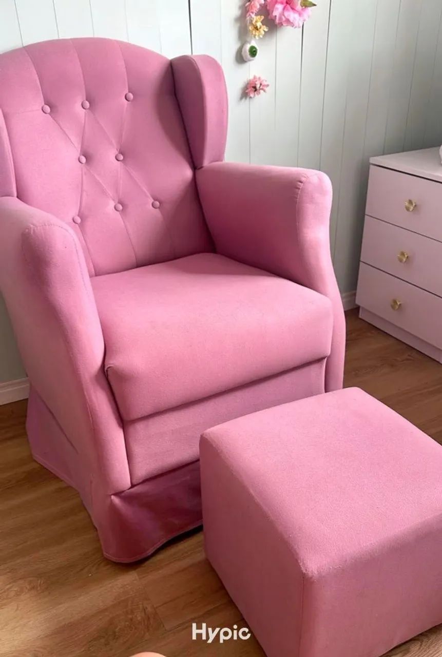 Poltrona De Amamentação Com Balanço E Puff Letícia Rosa - Ph