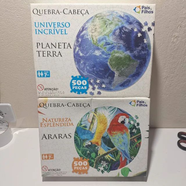 Kit Quebra-Cabeça Circular Planeta Terra 500 peças e Araras 500 peças