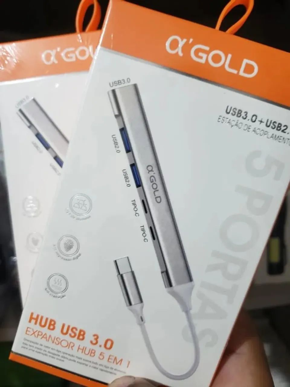 Adaptador Hub USB-C (5 em 1) Super Rápido - Pra Notebook e Celular