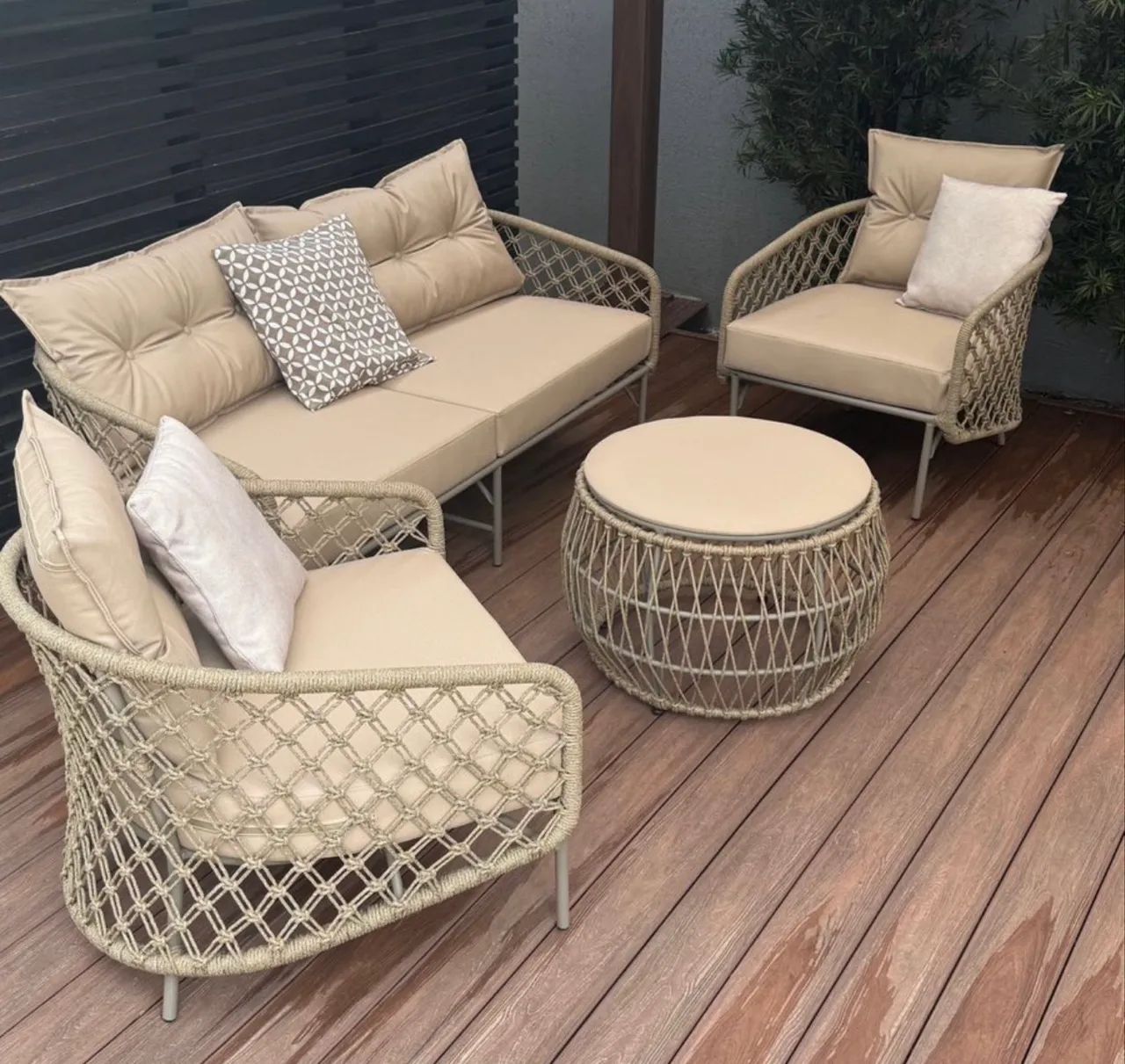 Sofa área externa sol e chuva alumínio corda nautica  - Foto 2